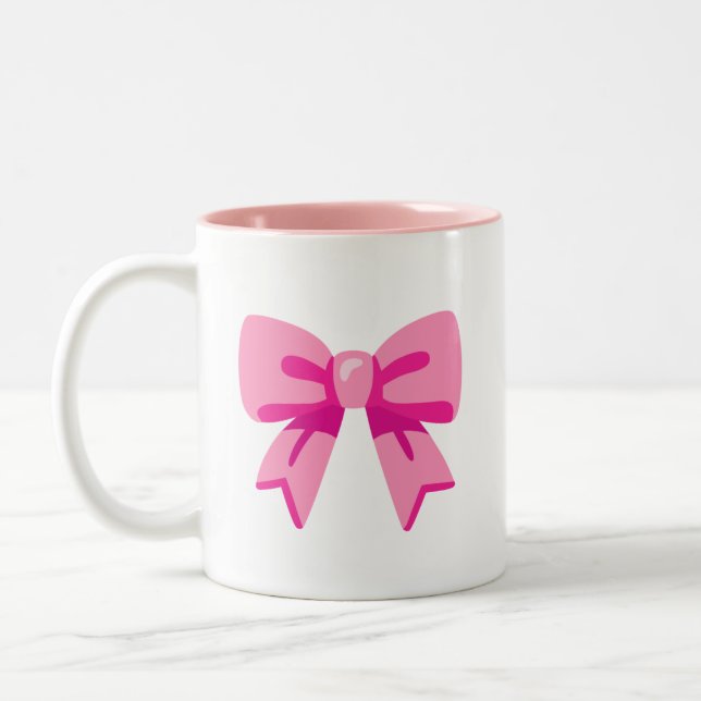 Caneca De Café Em Dois Tons Laço Rosa (Esquerda)