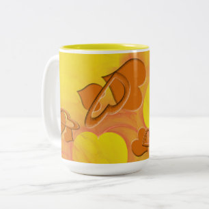 Caneca De Café Em Dois Tons Lado mais suave dos corações laranja