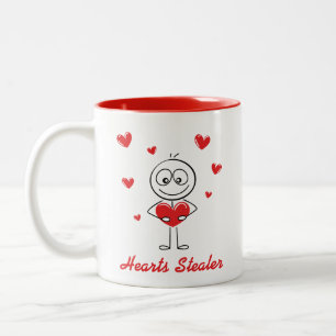 Caneca De Café Em Dois Tons Ladrão de Corações Desenho Fofo de Figura de Amor