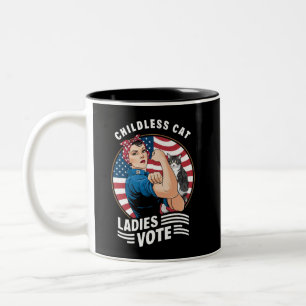 Caneca De Café Em Dois Tons Lady Gato Sem Fios Vote Vintage Rosie O Rivete