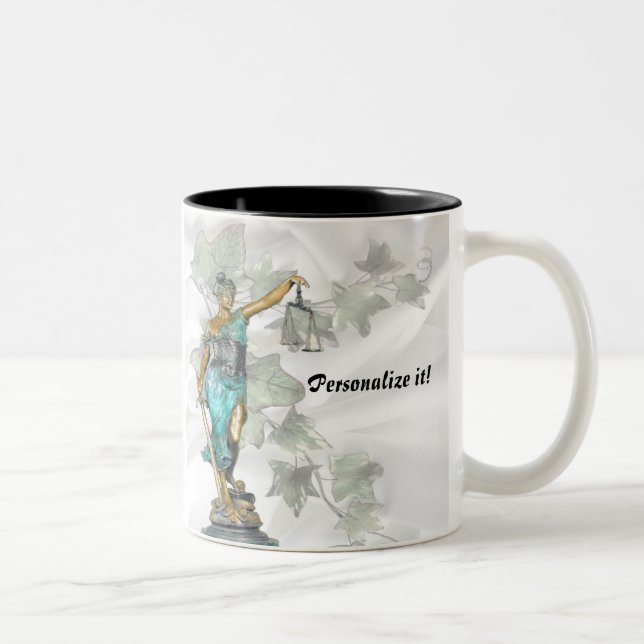 Caneca De Café Em Dois Tons Lady Justice em Satin & Ivy-PERSONALIZE! (Direita)
