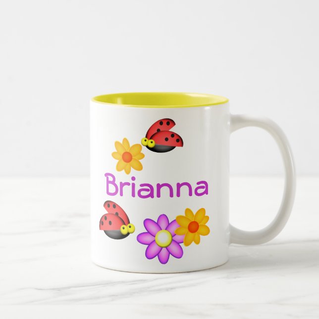 Caneca De Café Em Dois Tons Ladybug e Flores (Direita)