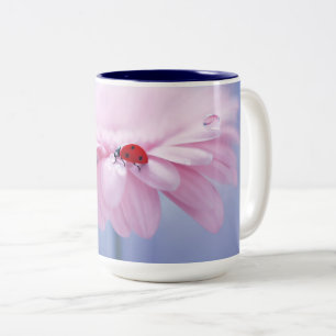 Caneca De Café Em Dois Tons Ladybug e Gerbera Rosa Daisy Dois Tone Mug