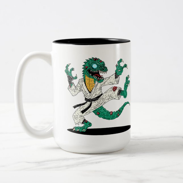 Caneca De Café Em Dois Tons Lagarto Zumbi Kung Fu (Esquerda)