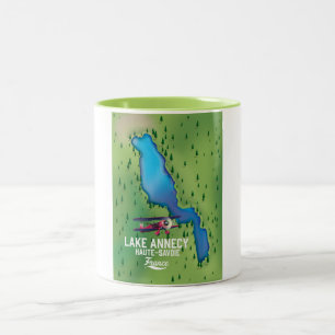 Caneca De Café Em Dois Tons Lago Annecy, Haute-Savoie, frança