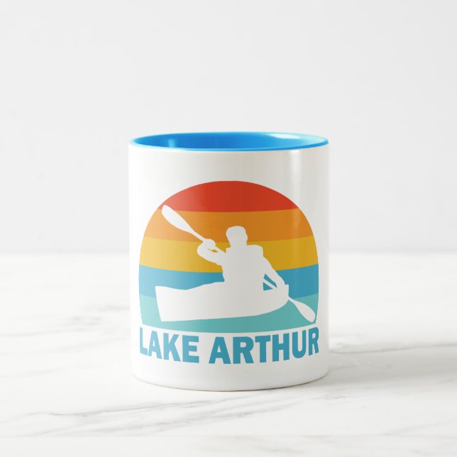 Caneca De Café Em Dois Tons Lago Arthur Pensilvânia Kayak (Centro)