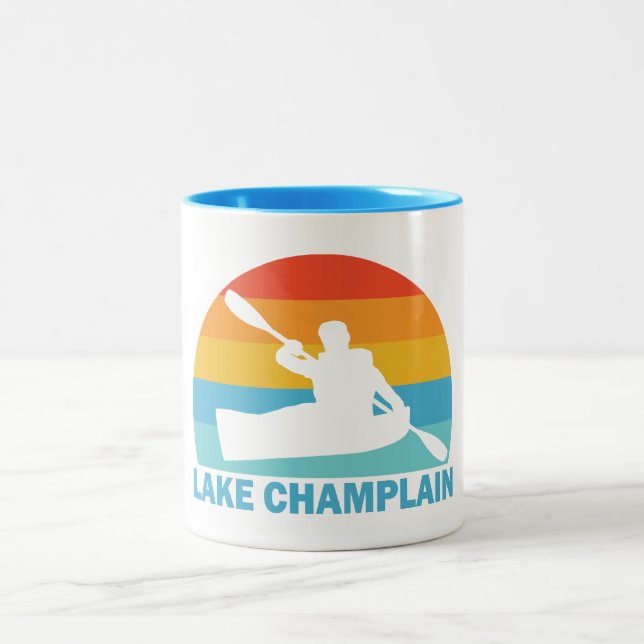 Caneca De Café Em Dois Tons Lago Champlain New York Vermont Kayak (Centro)