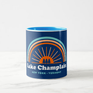 Caneca De Café Em Dois Tons Lago Champlain New York Vermont Rainbow