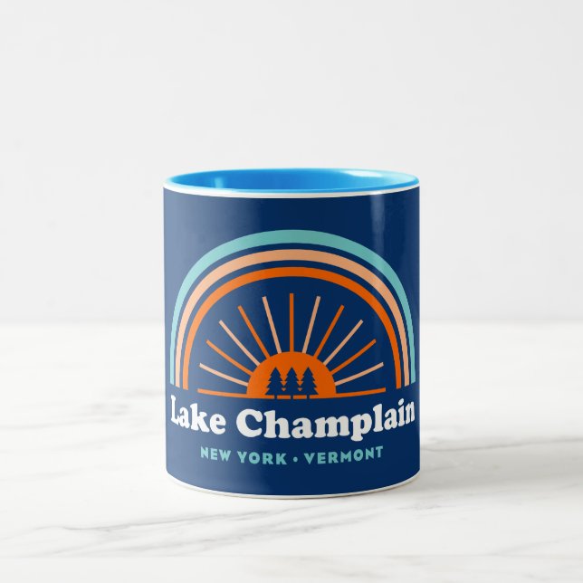 Caneca De Café Em Dois Tons Lago Champlain New York Vermont Rainbow (Centro)