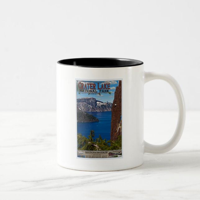 Caneca De Café Em Dois Tons Lago crater - poster informativo (Direita)