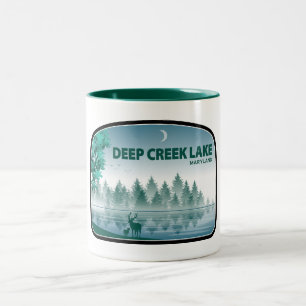 Caneca De Café Em Dois Tons Lago Deep Creek Maryland Veado