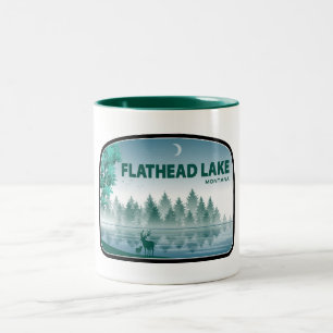 Caneca De Café Em Dois Tons Lago Flathead Montana Veado