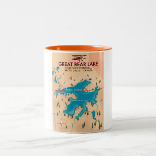 Caneca De Café Em Dois Tons Lago grande bear, Canadá, arte do poster de