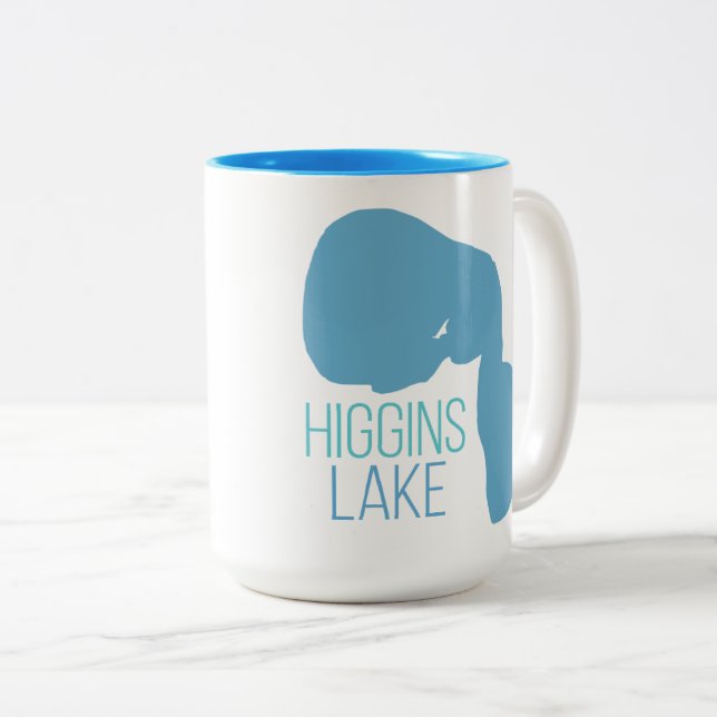 Caneca De Café Em Dois Tons Lago Higgins, condado de Roscommon, Michigan (Frente Esquerda)