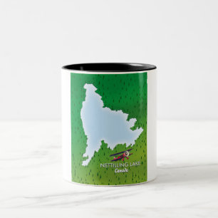 Caneca De Café Em Dois Tons Lago Hubbard mapa do lago do norte de Michigan Two