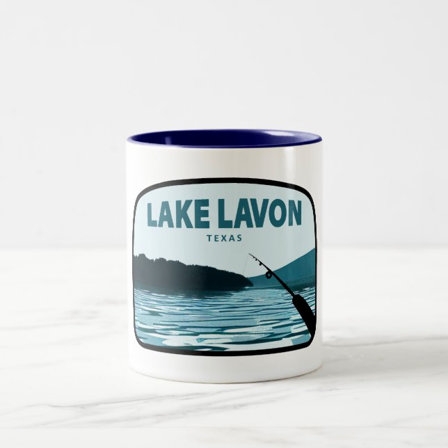 Caneca De Café Em Dois Tons Lago Lavon Texas Fish Rod (Centro)