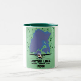 Caneca De Café Em Dois Tons Lago Loktak estado de Manipur, Índia mapa