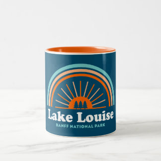 Caneca De Café Em Dois Tons Lago Louise Banff Parque Nacional Rainbow