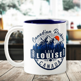 Caneca De Café Em Dois Tons Lago Louise - Canadá - Vintage Retro Sunset