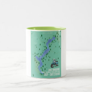 Caneca De Café Em Dois Tons Lago Maggiore Italia - mapa da suiça