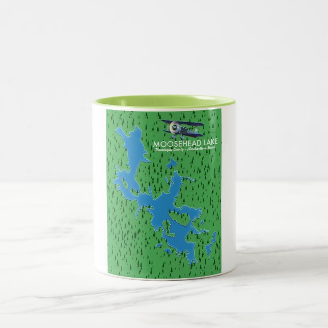 Caneca De Café Em Dois Tons Lago Moosehead,Mapa do condado de Piscataquis - Co (Centro)
