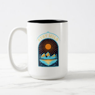 Caneca De Café Em Dois Tons Lago Noturno da Montanha Selvagem