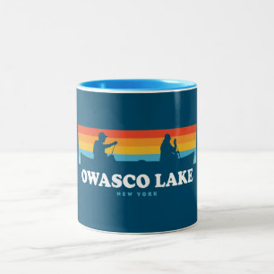 Caneca De Café Em Dois Tons Lago Owasco Nova York Canoa