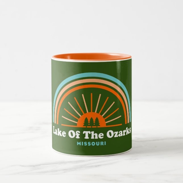 Caneca De Café Em Dois Tons Lago Ozarks Missouri Rainbow (Centro)