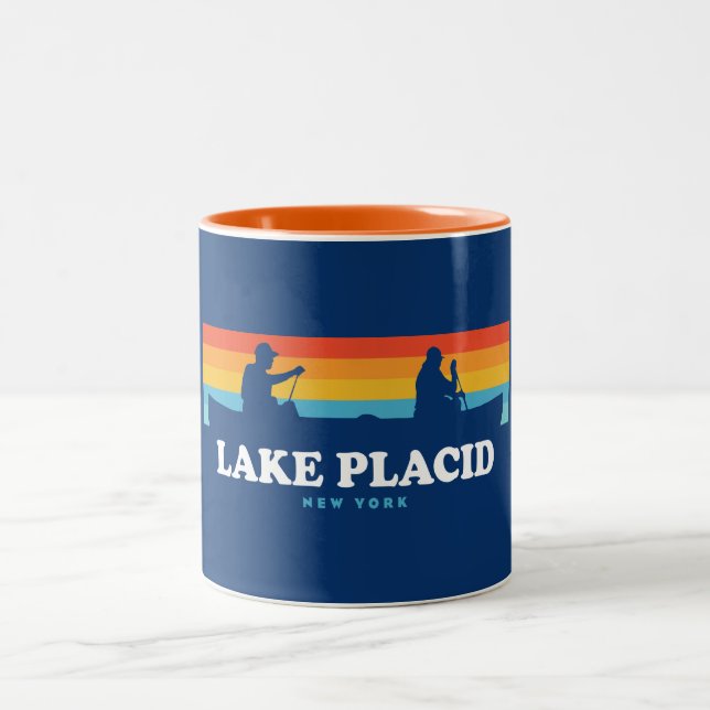 Caneca De Café Em Dois Tons Lago Plácido Nova York Canoe (Centro)