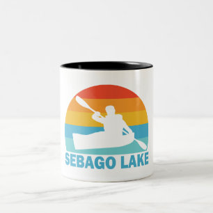 Caneca De Café Em Dois Tons Lago Sebago Maine Caiaque