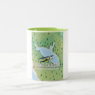 Caneca De Café Em Dois Tons Lago Skadar Albânia e mapa do lago montenegro