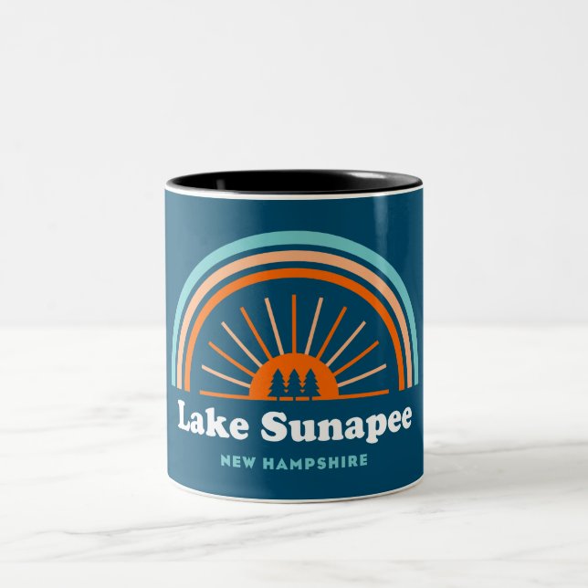 Caneca De Café Em Dois Tons Lago Sunapee New Hampshire Rainbow (Centro)