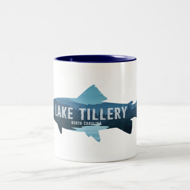 Caneca De Café Em Dois Tons Lago Tillery North Carolina Fish (Centro)