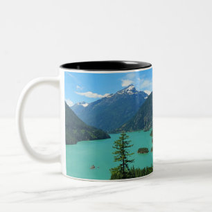 Caneca De Café Em Dois Tons Lago Turquesa da Montanha Snowy em Washington
