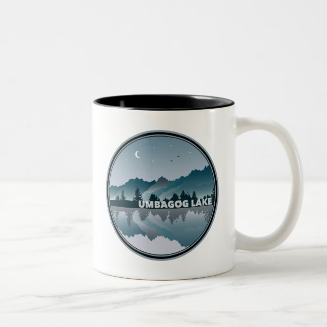 Caneca De Café Em Dois Tons Lago Umbagog Nova Hampshire Reflexão (Direita)