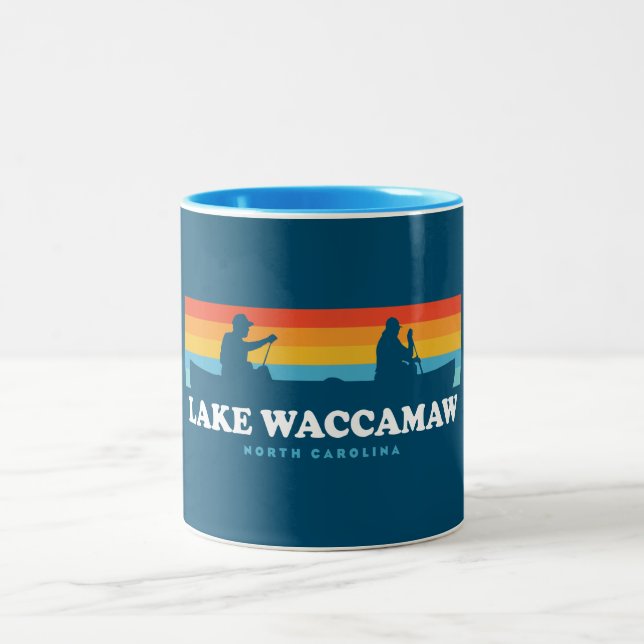 Caneca De Café Em Dois Tons Lago Waccamaw North Carolina Canoe (Centro)