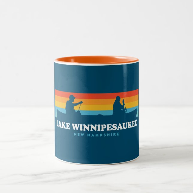 Caneca De Café Em Dois Tons  Lago Winnipesaukee New Hampshire Canoe (Centro)