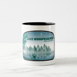 Caneca De Café Em Dois Tons Lago Winnipesaukee New Hampshire Deer