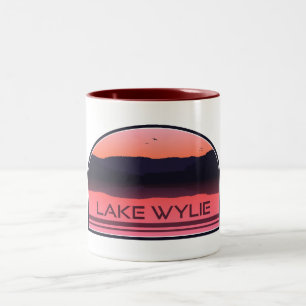 Caneca De Café Em Dois Tons Lago Wylie North Carolina Red Sunrise