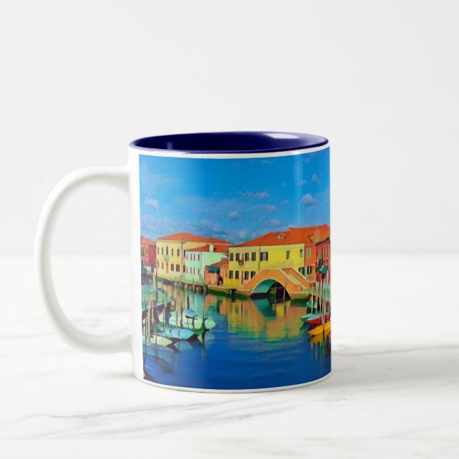 Caneca De Café Em Dois Tons Lagoa veneziana - MURANO - panorama (Esquerda)