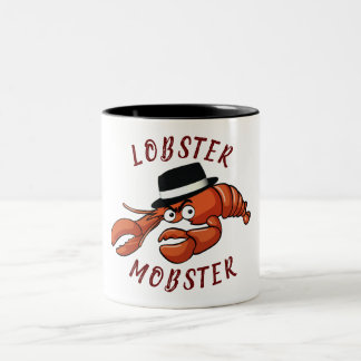 Caneca De Café Em Dois Tons Lagosta Magosta 🦞 Gangster De Cartoon De Olhos Am
