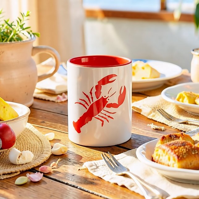 Caneca De Café Em Dois Tons lagosta vermelha (Criador carregado)