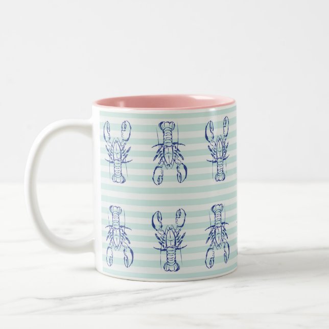 Caneca De Café Em Dois Tons Lagostas Azuis (Esquerda)
