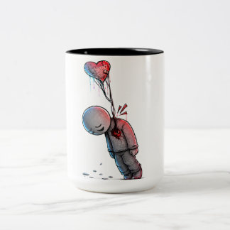 Caneca De Café Em Dois Tons Lágrimas Tristes Arte Emocional