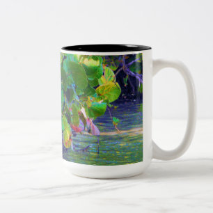 Caneca De Café Em Dois Tons Laguna de Mangrove com Uvas do Mar