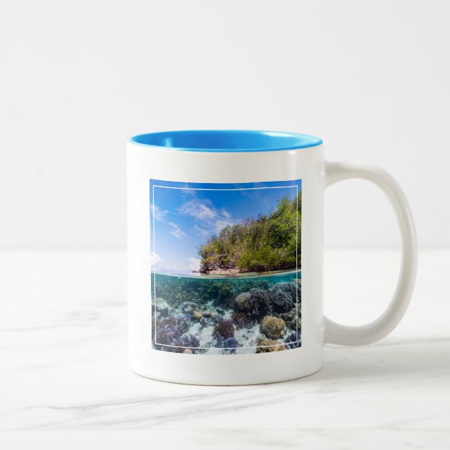 Caneca De Café Em Dois Tons Laja Ampat 2 subaquáticos (Direita)