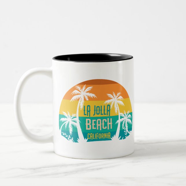 Caneca De Café Em Dois Tons LaJolla Beach Retro (Esquerda)