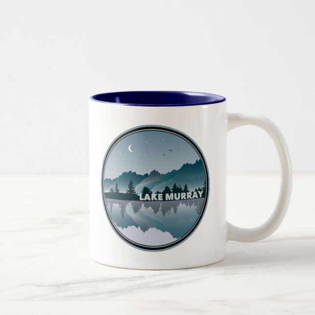 Caneca De Café Em Dois Tons Lake Murray South Carolina Reflection (Direita)