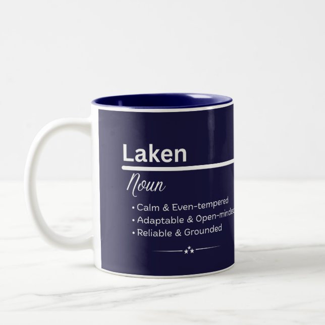 Caneca De Café Em Dois Tons Laken Personalized Name Coffee Mug (Esquerda)