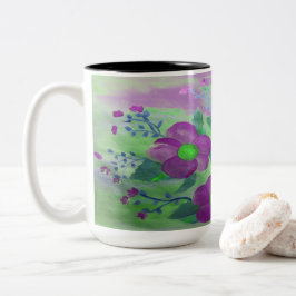 Caneca De Café Em Dois Tons Lama grande roxa e Verde limão